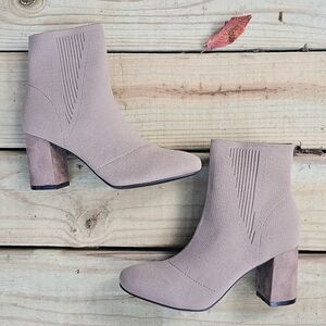 MIA Size 9 Womens Tan Heeled Sock Boots‎ Chunky Heel Block